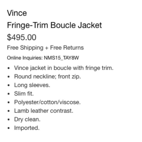 { Vince } - Fringe-Trim Boucle Jacket - Picture 5 of 5